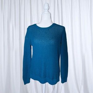 Teal A.N.A. Women's Knitted Blue Warm Sweater Cotton Blend Pullover Size…